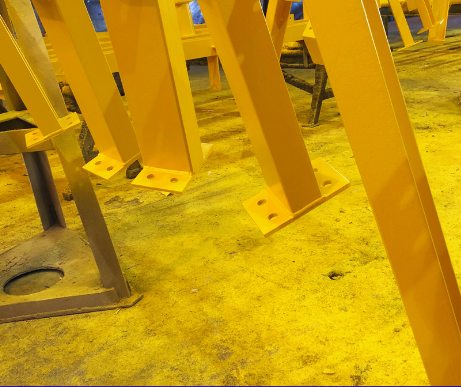Steel structures coated with yellow industrial paint